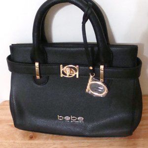 Bebe Los Angeles  Evie Purse  Small Black Satchel Bag New